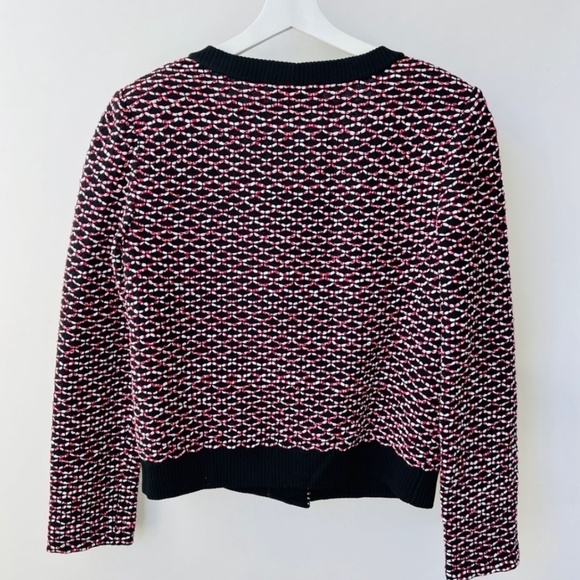 St. John textured Knit jacket, black/red, Size M E26 - Picture 3 of 11